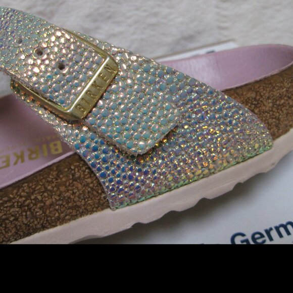 RARE Birkenstock LUX GIZEH Ombre Pearl Leather 40 R US W 9 M 7 *Wedding* - Picture 6 of 16